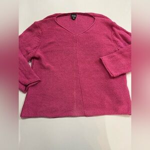 Eileen Fisher Vibrant Pink V-Neck Sweater